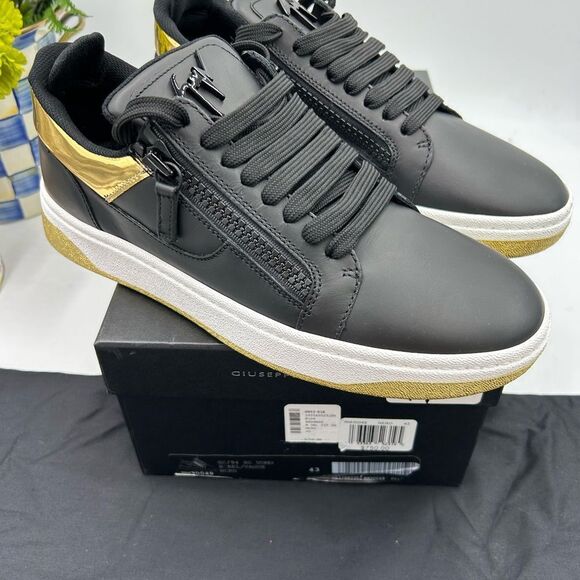 Men's Giuseppe Zanotti double zip low top leather sneakers size 43 made in Italy - Picture 6 of 12